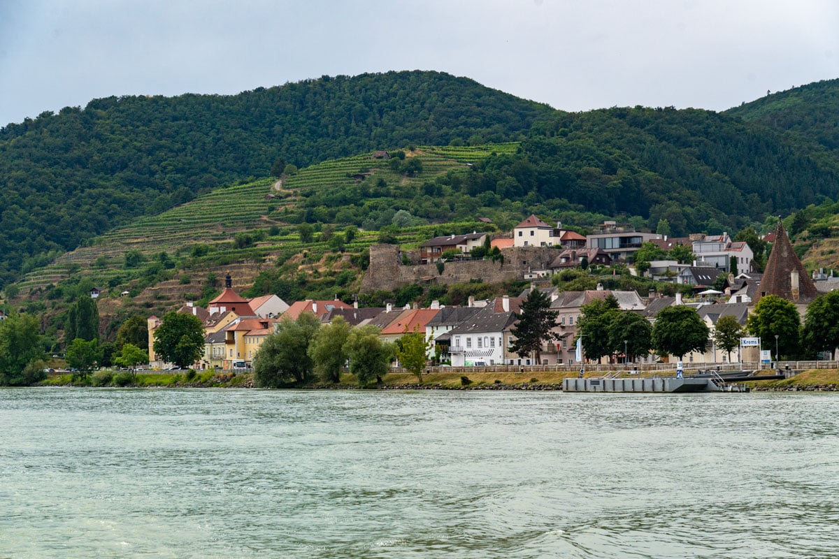 Cruising along the Danube near Melk on an overcast summer's day